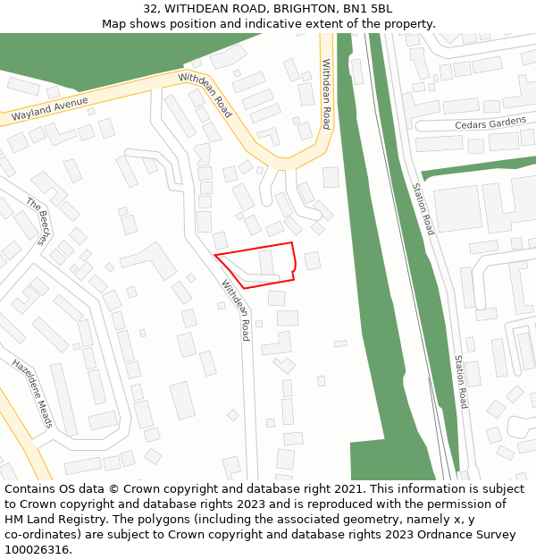 32, WITHDEAN ROAD, BRIGHTON, BN1 5BL: Location map and indicative extent of plot