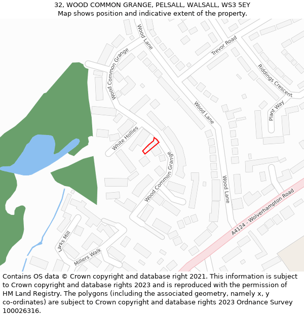 32, WOOD COMMON GRANGE, PELSALL, WALSALL, WS3 5EY: Location map and indicative extent of plot