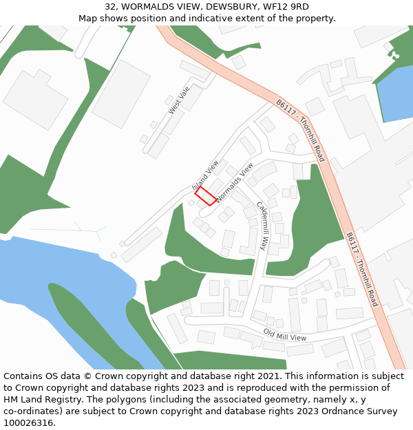 32, WORMALDS VIEW, DEWSBURY, WF12 9RD: Location map and indicative extent of plot