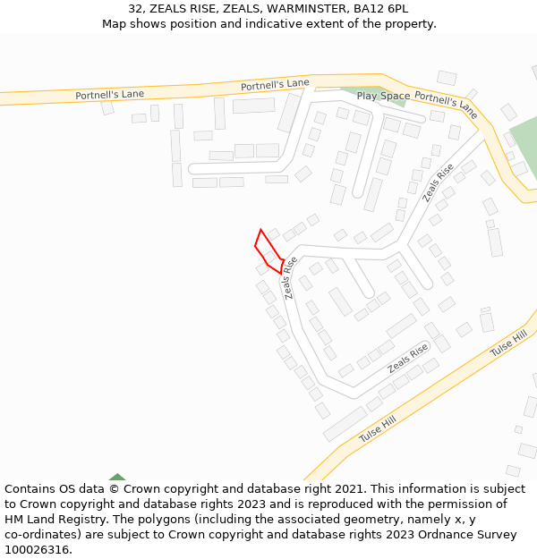 32, ZEALS RISE, ZEALS, WARMINSTER, BA12 6PL: Location map and indicative extent of plot