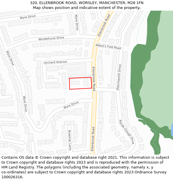 320, ELLENBROOK ROAD, WORSLEY, MANCHESTER, M28 1FN: Location map and indicative extent of plot
