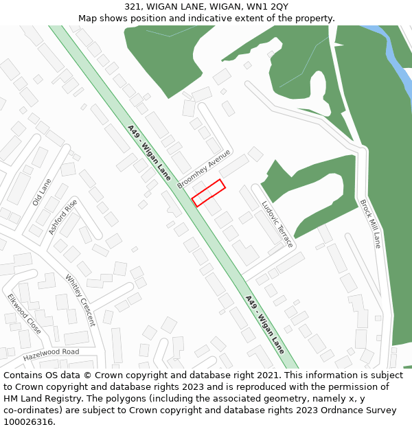 321, WIGAN LANE, WIGAN, WN1 2QY: Location map and indicative extent of plot