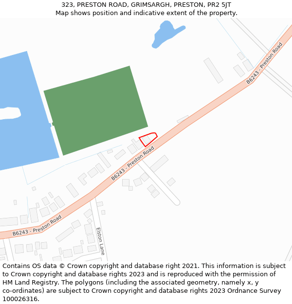 323, PRESTON ROAD, GRIMSARGH, PRESTON, PR2 5JT: Location map and indicative extent of plot