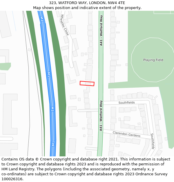 323, WATFORD WAY, LONDON, NW4 4TE: Location map and indicative extent of plot