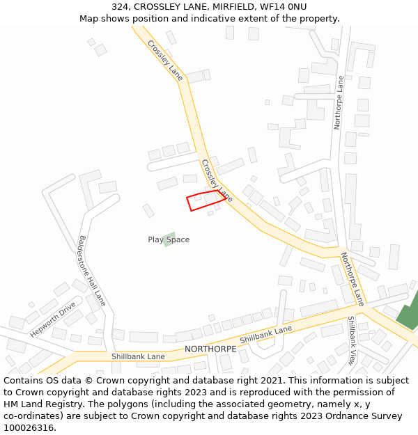 324, CROSSLEY LANE, MIRFIELD, WF14 0NU: Location map and indicative extent of plot