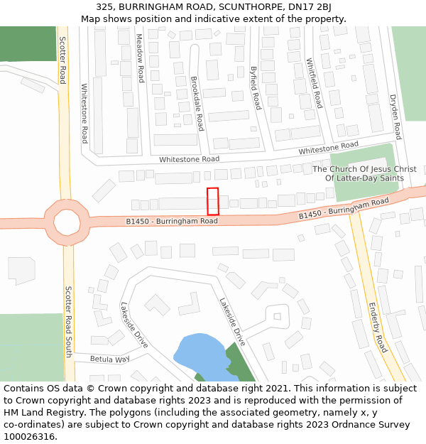 325, BURRINGHAM ROAD, SCUNTHORPE, DN17 2BJ: Location map and indicative extent of plot