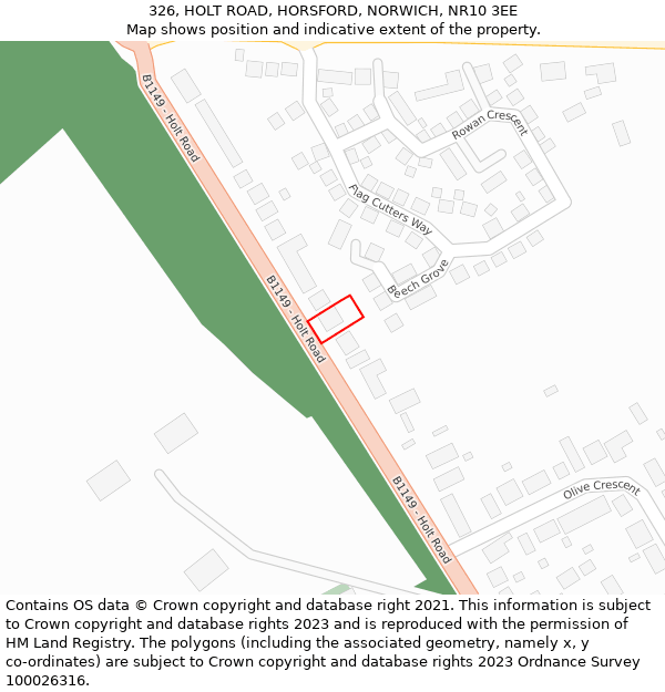 326, HOLT ROAD, HORSFORD, NORWICH, NR10 3EE: Location map and indicative extent of plot