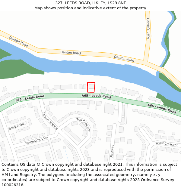 327, LEEDS ROAD, ILKLEY, LS29 8NF: Location map and indicative extent of plot