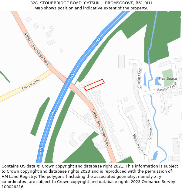 328, STOURBRIDGE ROAD, CATSHILL, BROMSGROVE, B61 9LH: Location map and indicative extent of plot