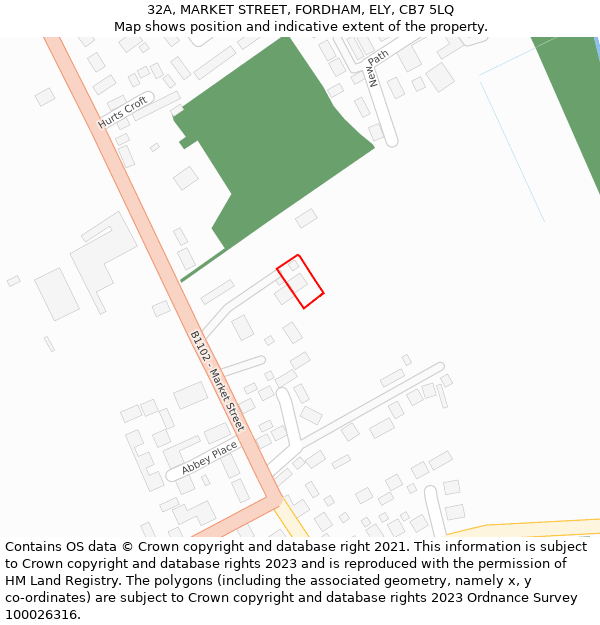 32A, MARKET STREET, FORDHAM, ELY, CB7 5LQ: Location map and indicative extent of plot