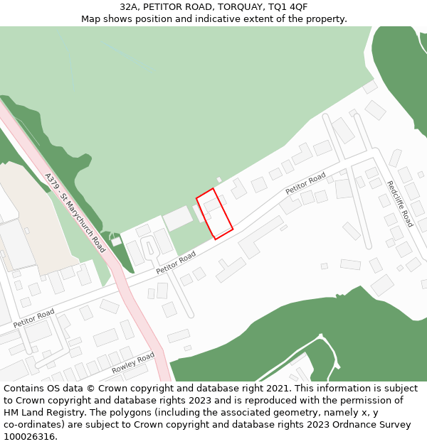 32A, PETITOR ROAD, TORQUAY, TQ1 4QF: Location map and indicative extent of plot