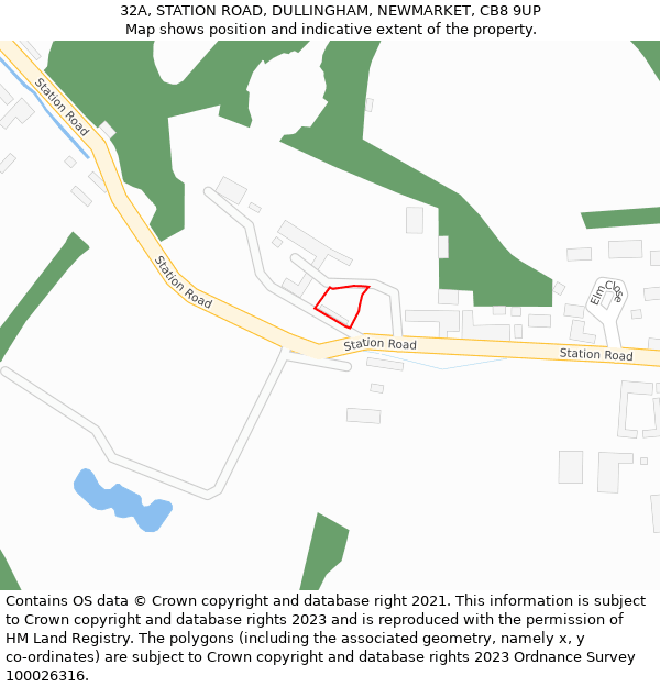 32A, STATION ROAD, DULLINGHAM, NEWMARKET, CB8 9UP: Location map and indicative extent of plot