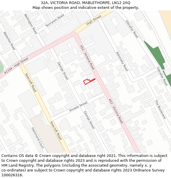 32A, VICTORIA ROAD, MABLETHORPE, LN12 2AQ: Location map and indicative extent of plot