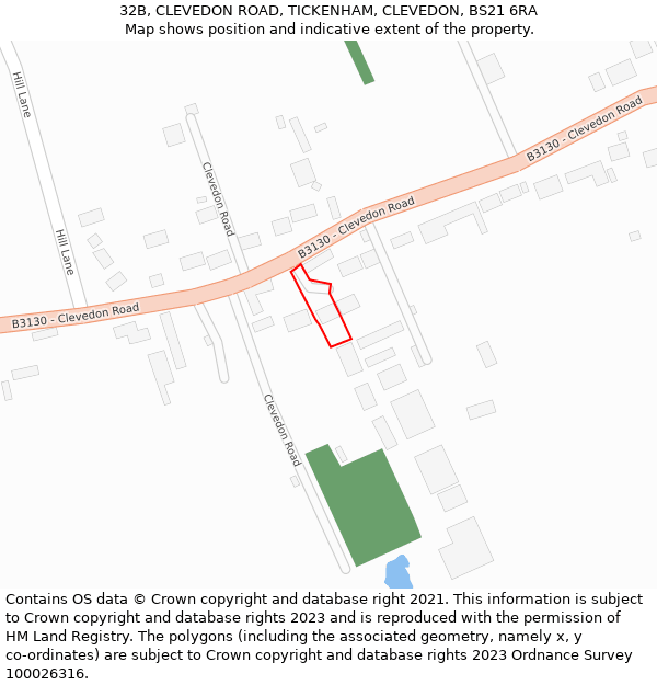 32B, CLEVEDON ROAD, TICKENHAM, CLEVEDON, BS21 6RA: Location map and indicative extent of plot