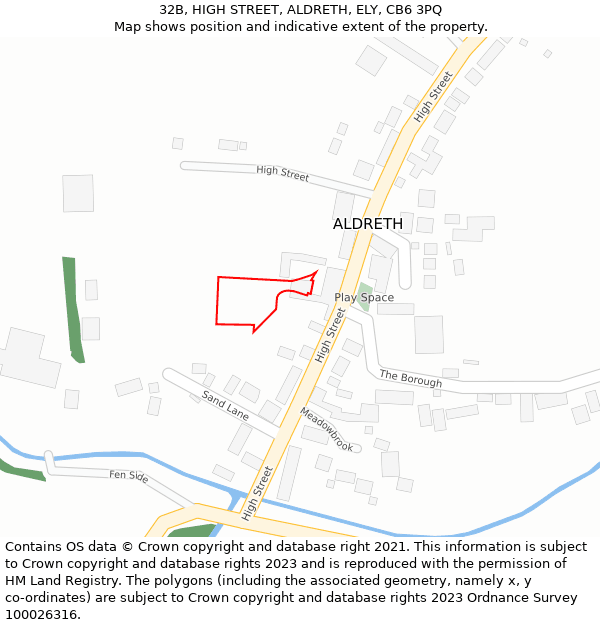 32B, HIGH STREET, ALDRETH, ELY, CB6 3PQ: Location map and indicative extent of plot