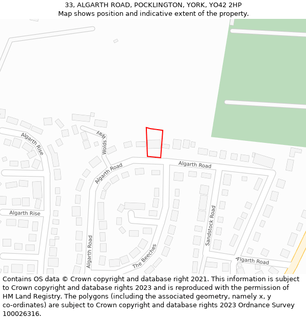 33, ALGARTH ROAD, POCKLINGTON, YORK, YO42 2HP: Location map and indicative extent of plot