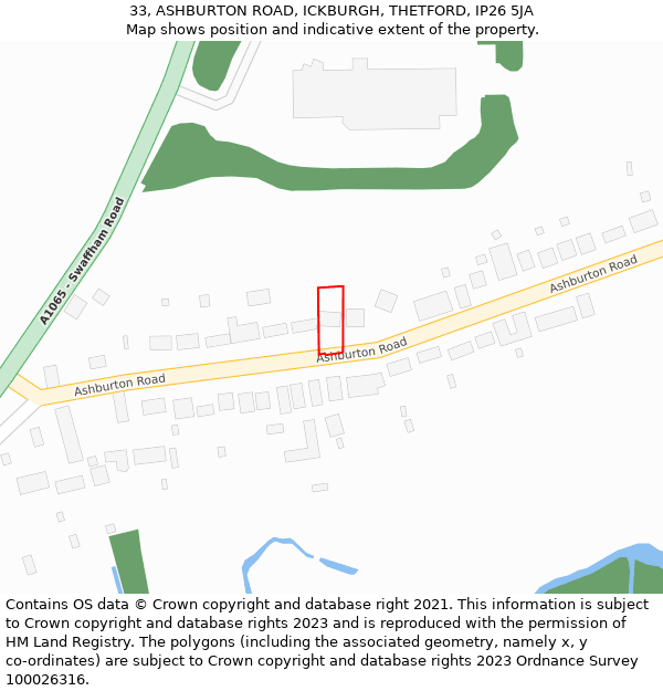 33, ASHBURTON ROAD, ICKBURGH, THETFORD, IP26 5JA: Location map and indicative extent of plot