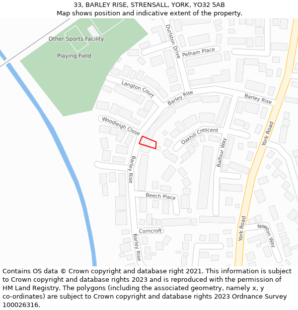 33, BARLEY RISE, STRENSALL, YORK, YO32 5AB: Location map and indicative extent of plot