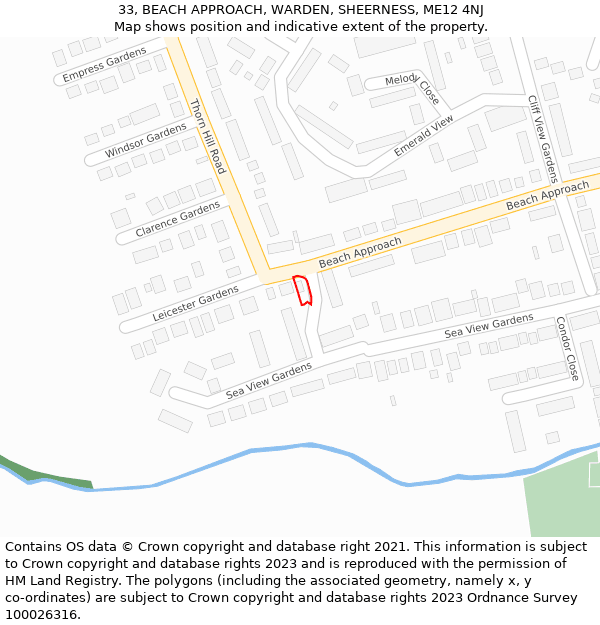 33, BEACH APPROACH, WARDEN, SHEERNESS, ME12 4NJ: Location map and indicative extent of plot