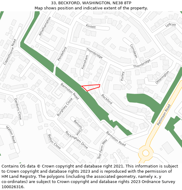 33, BECKFORD, WASHINGTON, NE38 8TP: Location map and indicative extent of plot