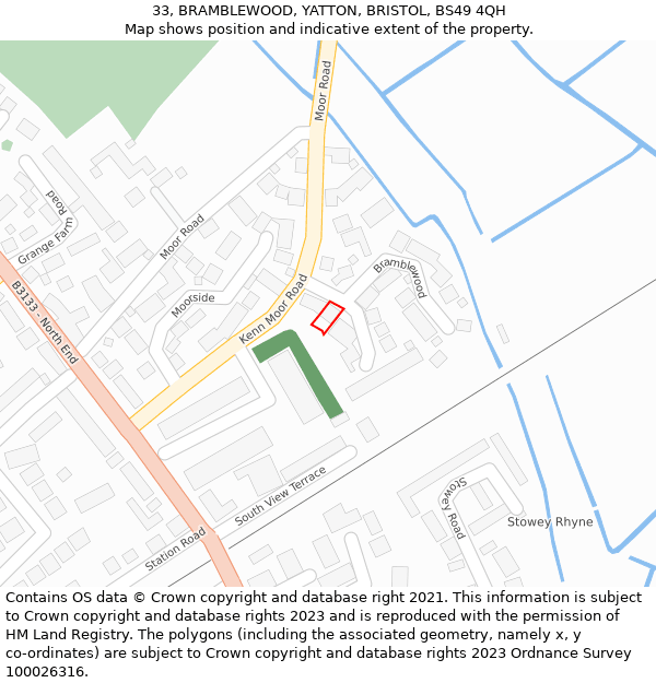 33, BRAMBLEWOOD, YATTON, BRISTOL, BS49 4QH: Location map and indicative extent of plot