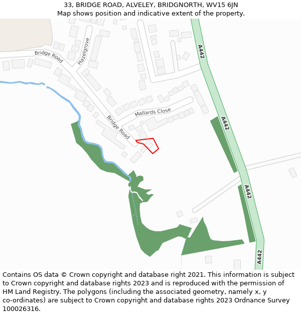 33, BRIDGE ROAD, ALVELEY, BRIDGNORTH, WV15 6JN: Location map and indicative extent of plot