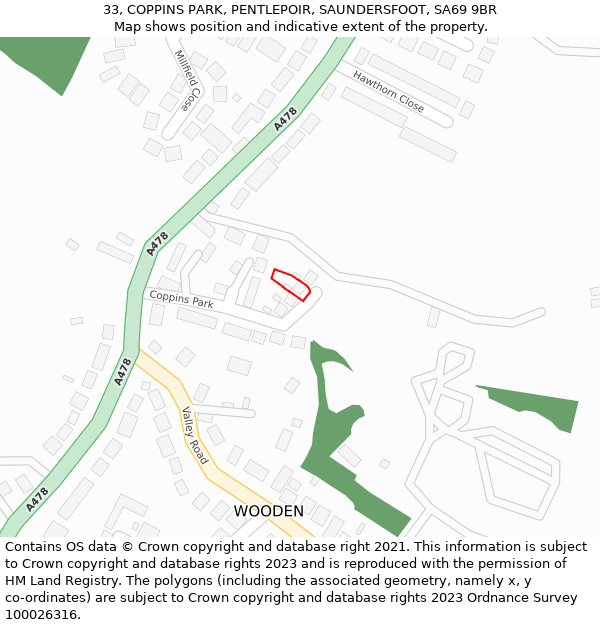 33, COPPINS PARK, PENTLEPOIR, SAUNDERSFOOT, SA69 9BR: Location map and indicative extent of plot