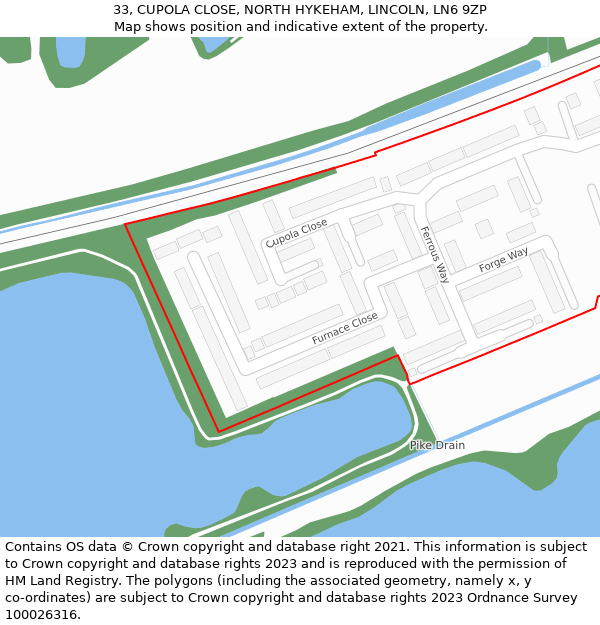 33, CUPOLA CLOSE, NORTH HYKEHAM, LINCOLN, LN6 9ZP: Location map and indicative extent of plot