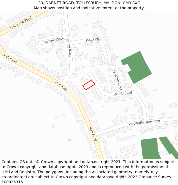33, DARNET ROAD, TOLLESBURY, MALDON, CM9 8XG: Location map and indicative extent of plot