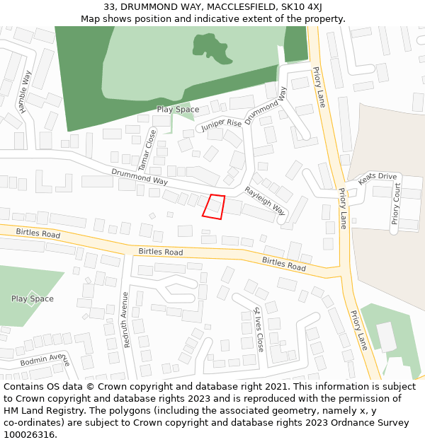 33, DRUMMOND WAY, MACCLESFIELD, SK10 4XJ: Location map and indicative extent of plot