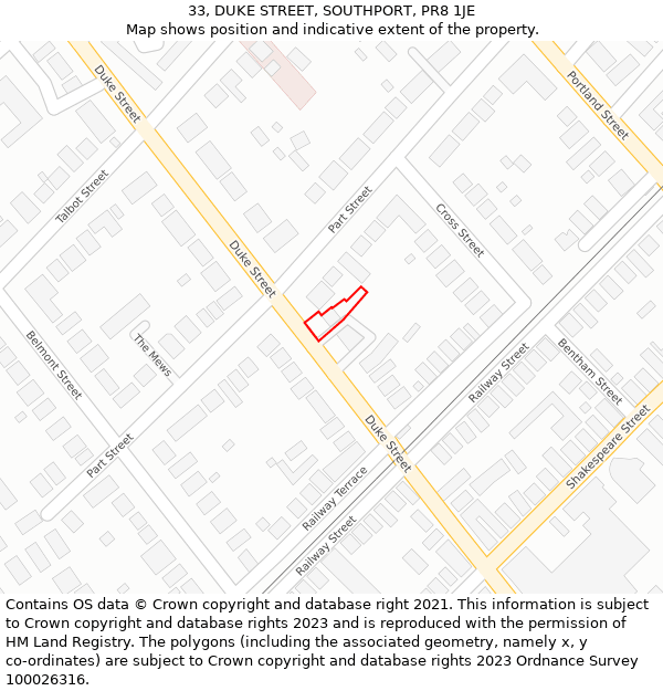 33, DUKE STREET, SOUTHPORT, PR8 1JE: Location map and indicative extent of plot