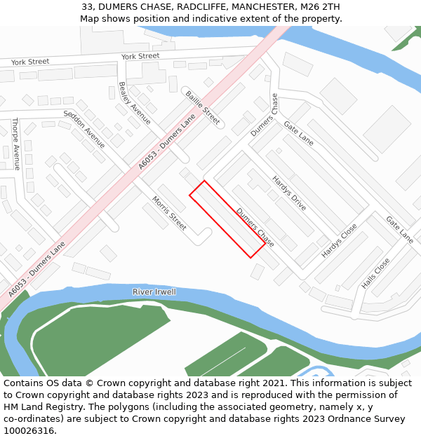 33, DUMERS CHASE, RADCLIFFE, MANCHESTER, M26 2TH: Location map and indicative extent of plot