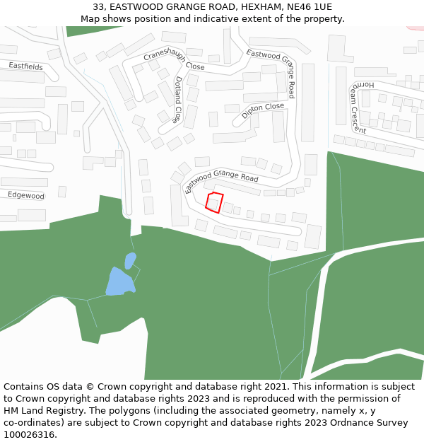 33, EASTWOOD GRANGE ROAD, HEXHAM, NE46 1UE: Location map and indicative extent of plot