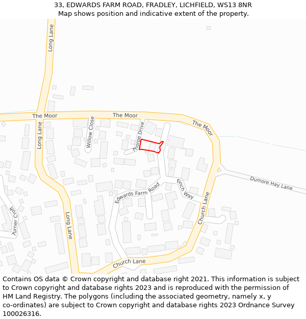 33, EDWARDS FARM ROAD, FRADLEY, LICHFIELD, WS13 8NR: Location map and indicative extent of plot