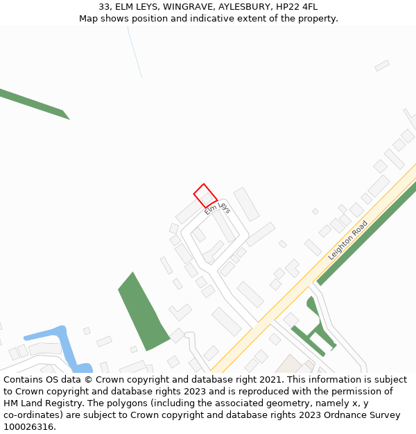 33, ELM LEYS, WINGRAVE, AYLESBURY, HP22 4FL: Location map and indicative extent of plot