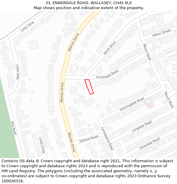 33, ENNERDALE ROAD, WALLASEY, CH45 0LX: Location map and indicative extent of plot