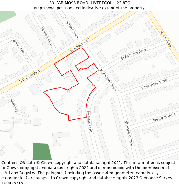 33, FAR MOSS ROAD, LIVERPOOL, L23 8TG: Location map and indicative extent of plot