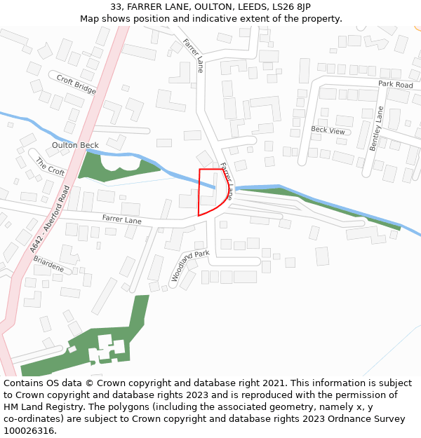 33, FARRER LANE, OULTON, LEEDS, LS26 8JP: Location map and indicative extent of plot