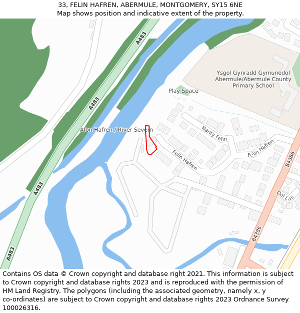 33, FELIN HAFREN, ABERMULE, MONTGOMERY, SY15 6NE: Location map and indicative extent of plot