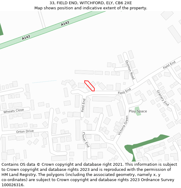 33, FIELD END, WITCHFORD, ELY, CB6 2XE: Location map and indicative extent of plot