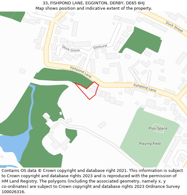 33, FISHPOND LANE, EGGINTON, DERBY, DE65 6HJ: Location map and indicative extent of plot