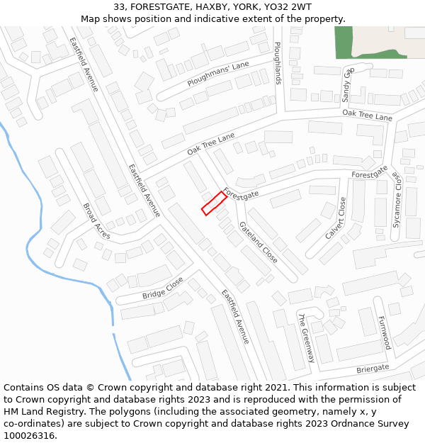 33, FORESTGATE, HAXBY, YORK, YO32 2WT: Location map and indicative extent of plot