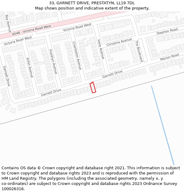 33, GARNETT DRIVE, PRESTATYN, LL19 7DL: Location map and indicative extent of plot