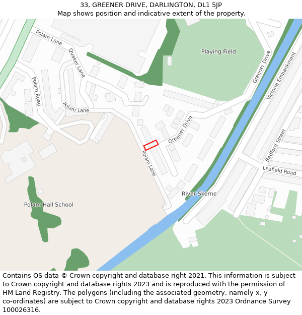 33, GREENER DRIVE, DARLINGTON, DL1 5JP: Location map and indicative extent of plot