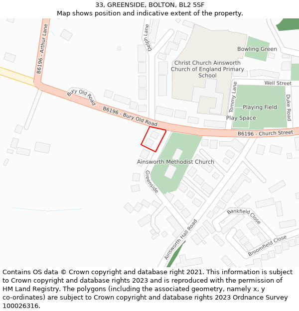 33, GREENSIDE, BOLTON, BL2 5SF: Location map and indicative extent of plot