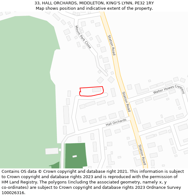 33, HALL ORCHARDS, MIDDLETON, KING'S LYNN, PE32 1RY: Location map and indicative extent of plot