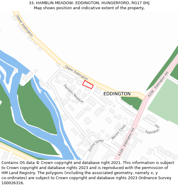 33, HAMBLIN MEADOW, EDDINGTON, HUNGERFORD, RG17 0HJ: Location map and indicative extent of plot