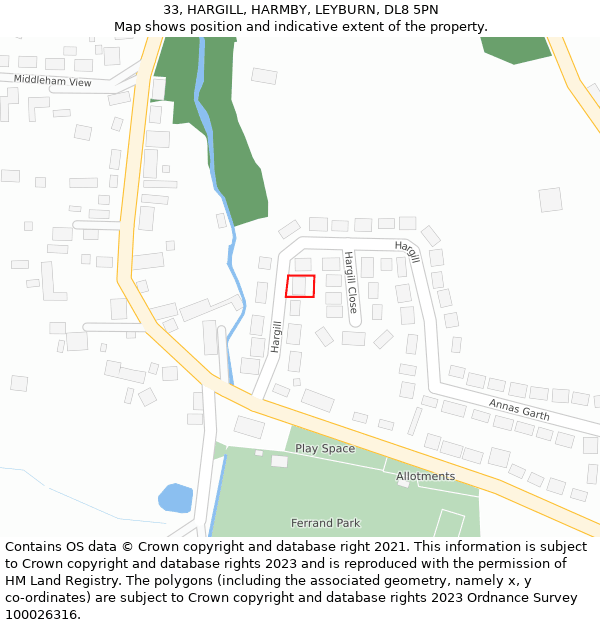 33, HARGILL, HARMBY, LEYBURN, DL8 5PN: Location map and indicative extent of plot