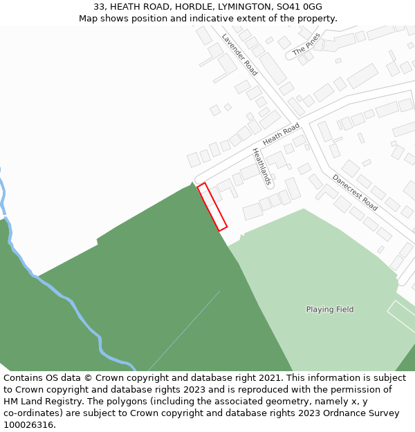 33, HEATH ROAD, HORDLE, LYMINGTON, SO41 0GG: Location map and indicative extent of plot