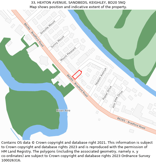 33, HEATON AVENUE, SANDBEDS, KEIGHLEY, BD20 5NQ: Location map and indicative extent of plot